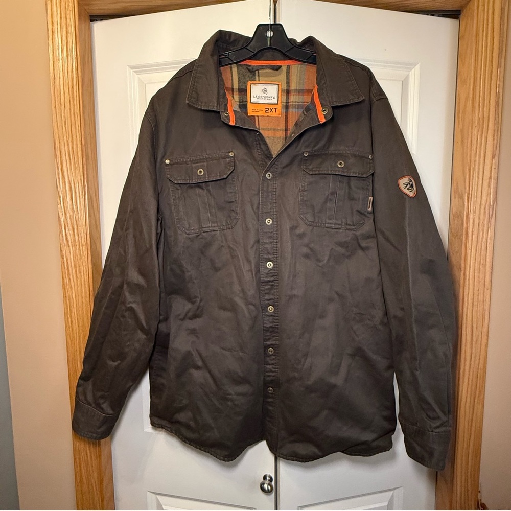 Legendary Whitetails Brown Jacket with Orange Accents Faux Suedeish Feel